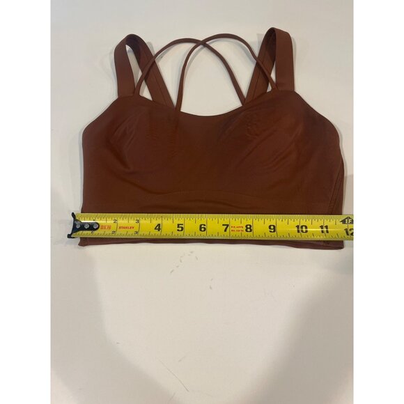 Lululemon Crossback Sports Bra Size S Rust Brown Nylon/Spandex Light Support Wom - Picture 6 of 6